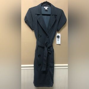 Robbie Bee Black Gray Trench Style Dress Size 8 NWT